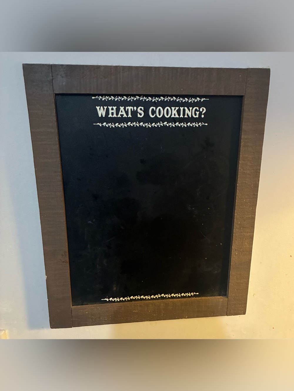 Rustic Black Chalkboard Wall Sign - "What's Cooking?"